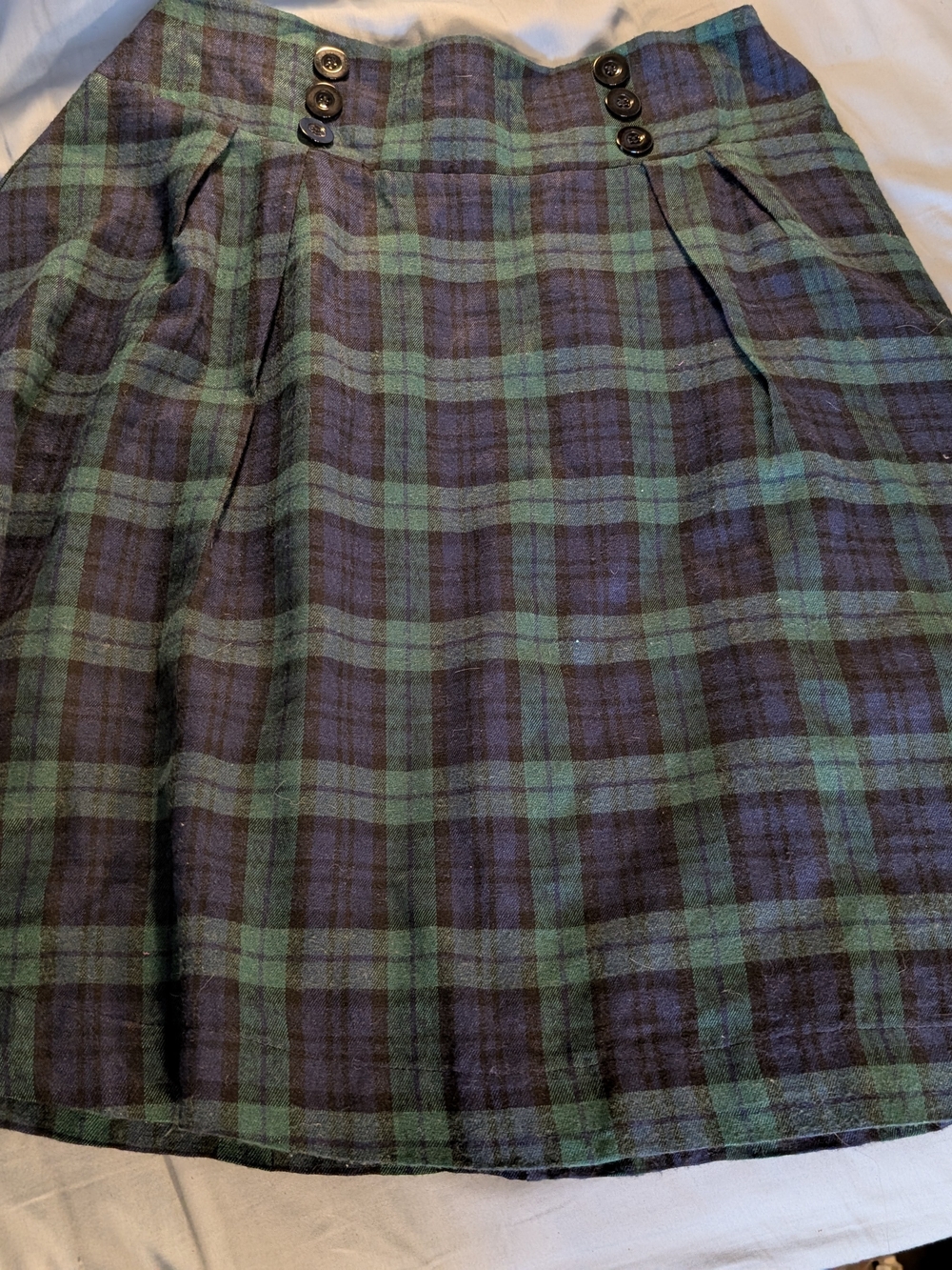 Plaid Pleated Mini Skirt in Green and Navy